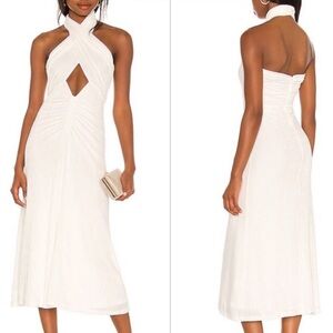 MISHA Esperanza Ivory White Backless Halter Dress